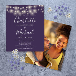 Lila Lights Foto Hochzeitseinladung