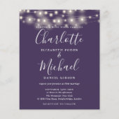 Lila Lights Foto Hochzeitseinladung (Vorderseite)