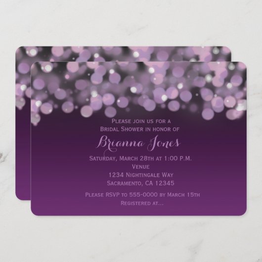 Lila Lights Night Sky Wedding Party Einladung (Vorne/Hinten)