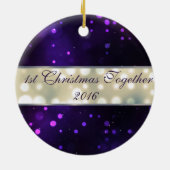 Lila Lights Personalisierter Weihnachtsgeschmack Keramikornament (Hinten)