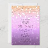 Lila Lights Sparkle Sweet 16 Party Einladungen (Vorderseite)