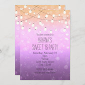 Lila Lights Sparkle Sweet 16 Party Einladungen (Vorne/Hinten)