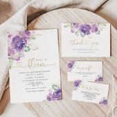 Lila lila baby in blühend baby dusche einladung