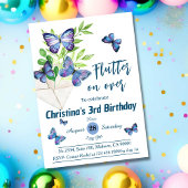 Lila lila & blauer Schmetterling zum 3. Geburtstag Einladung