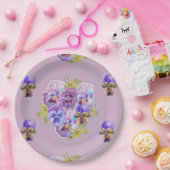 Lila lila Blume Musterpapierplatte Party Pappteller (Party)