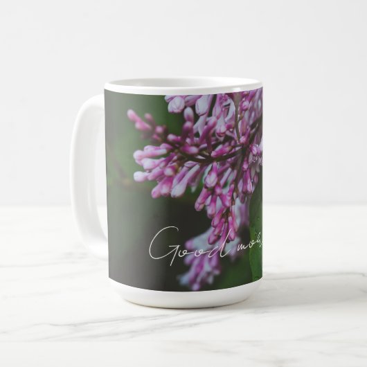 Lila lila Blume nach Regen Kaffeetasse (Vorderseite Links)