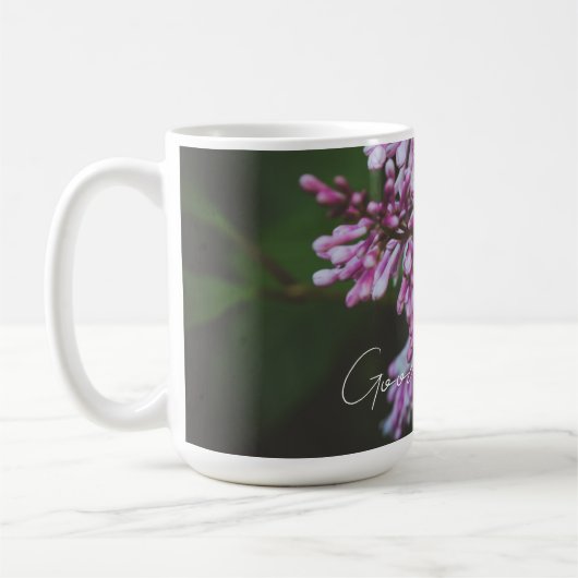 Lila lila Blume nach Regen Kaffeetasse (Links)