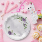 lila, lila Blumengrün Pappteller (Party)