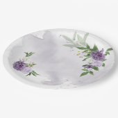 lila, lila Blumengrün Pappteller (Schrägansicht)