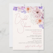 Lila Lila Bright Farbige Blume Brautparty Einladung (Vorderseite)