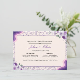 Lila-lila-florales Probedinner-Einladung Einladung