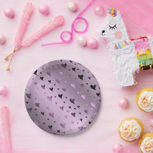 lila, lila, herz, Liebe, valentin, form, symbol Pappteller (Party)