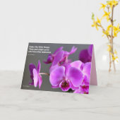 Lila lila malvenfarbene Orchidee, inspirational Karte (Gelbe Blume)