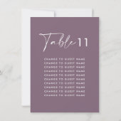 Lila lila moderne Hochzeitstisch-Sitzkarte (Rückseite)