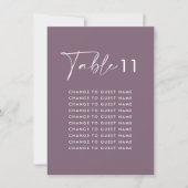 Lila lila moderne Hochzeitstisch-Sitzkarte (Vorderseite)