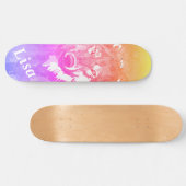 Lila lila-orange-abstrakte Aquarellwolf Skateboard (Horizontal)