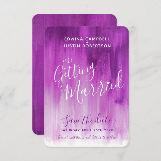 Lila Lila Pflaume Moderne Kunst speichern Dattelka Save The Date (Vorne/Hinten)