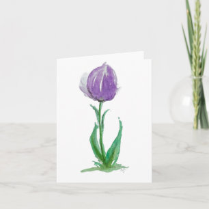 Lila Lila und grüne Tulpe - gefaltete leere Karte