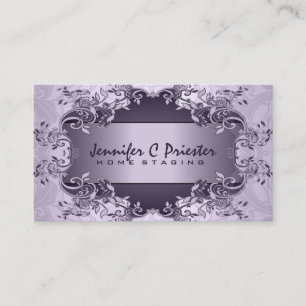 Lila-lila vintage abstraktes florales Design Visitenkarte