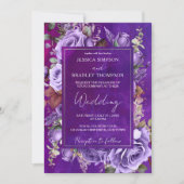 Lila lila Vintage Rose Einladung (Vorderseite)