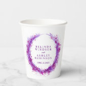 Lila Lila Wasserfarbenfrohe Hochzeit Pappbecher (Rückseite)