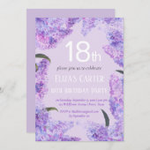 Lila Lilac 18. Floral Elegant Geburtstag Einladung (Vorne/Hinten)