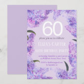 Lila Lilac 60th Floral Elegant Geburtstag Einladung (Vorne/Hinten)