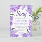 Lila Lilac 60th Floral Elegant Geburtstag Einladung (Stehend Vorderseite)