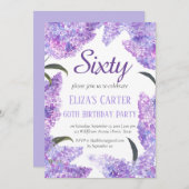 Lila Lilac 60th Floral Elegant Geburtstag Einladung (Vorne/Hinten)