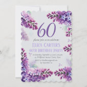 Lila Lilac 60th Floral Elegant Geburtstag Einladung (Vorderseite)