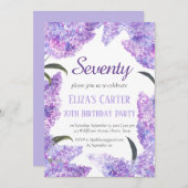 Lila Lilac 70. Siebzig Blumengestein Elegant Gebur Einladung (Vorne/Hinten)