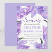 Lila Lilac 70. Siebzig Blumengestein Elegant Gebur Einladung (Vorne/Hinten)