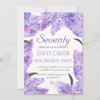 Lila Lilac 70. Siebzig Blumengestein Elegant Gebur Einladung