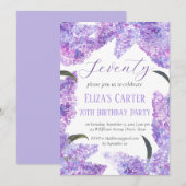 Lila Lilac 70. Siebzig Blumengestein Elegant Gebur Einladung (Vorne/Hinten)