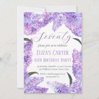 Lila Lilac 70. Siebzig Blumengestein Elegant Gebur Einladung