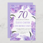 Lila Lilac 70th Floral Elegant Geburtstag Einladung (Vorne/Hinten)