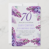 Lila Lilac 70th Floral Elegant Geburtstag Einladung (Vorderseite)