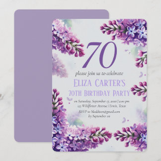 Lila Lilac 70th Floral Elegant Geburtstag Einladung