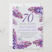 Lila Lilac 70th Floral Elegant Geburtstag Einladung (Vorderseite)