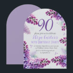 Lila Lilac 90th Floral Elegant Geburtstag Einladung<br><div class="desc">Lila,  elegant,  Lavendel,  lila Blume,  botanische Aquarell 90. Geburtstagsparty,  neunzig Einladungen. Personalisieren Sie es mit Ihren Daten.</div>