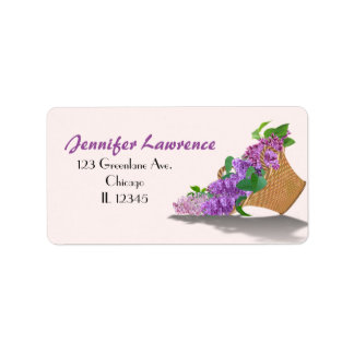 Lila Lilac Basket Address Labels | Anpassen Adressaufkleber
