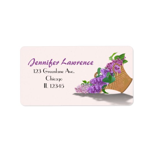 Lila Lilac Basket Address Labels | Anpassen Adressaufkleber (Vorne)