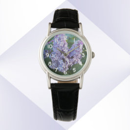Lila Lilac Blooms Floral Armbanduhr
