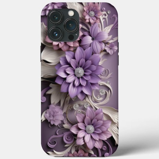 Lila Lilac Blume 3d Case-Mate iPhone Hülle (Rückseite)