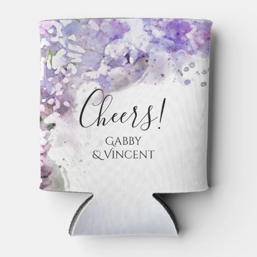 Lila Lilac Blume Aquarellfarben-Gastgeschenk Hochz Dosenkühler (Vorderseite)
