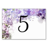 Lila Lilac-Blume Aquarellfarben-Tischnummern Tischnummer (Rückseite)