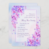 Lila Lilac Blume Brautparty Card Einladung (Vorne/Hinten)