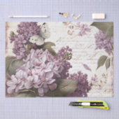 Lila Lilac Blume Butterfly Script Decoupage Seidenpapier (Handwerk)