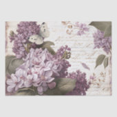 Lila Lilac Blume Butterfly Script Decoupage Seidenpapier (Vorderseite)