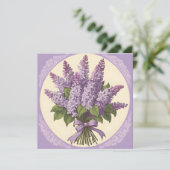 Lila Lilac-Blume Einladung (Stehend Vorderseite)